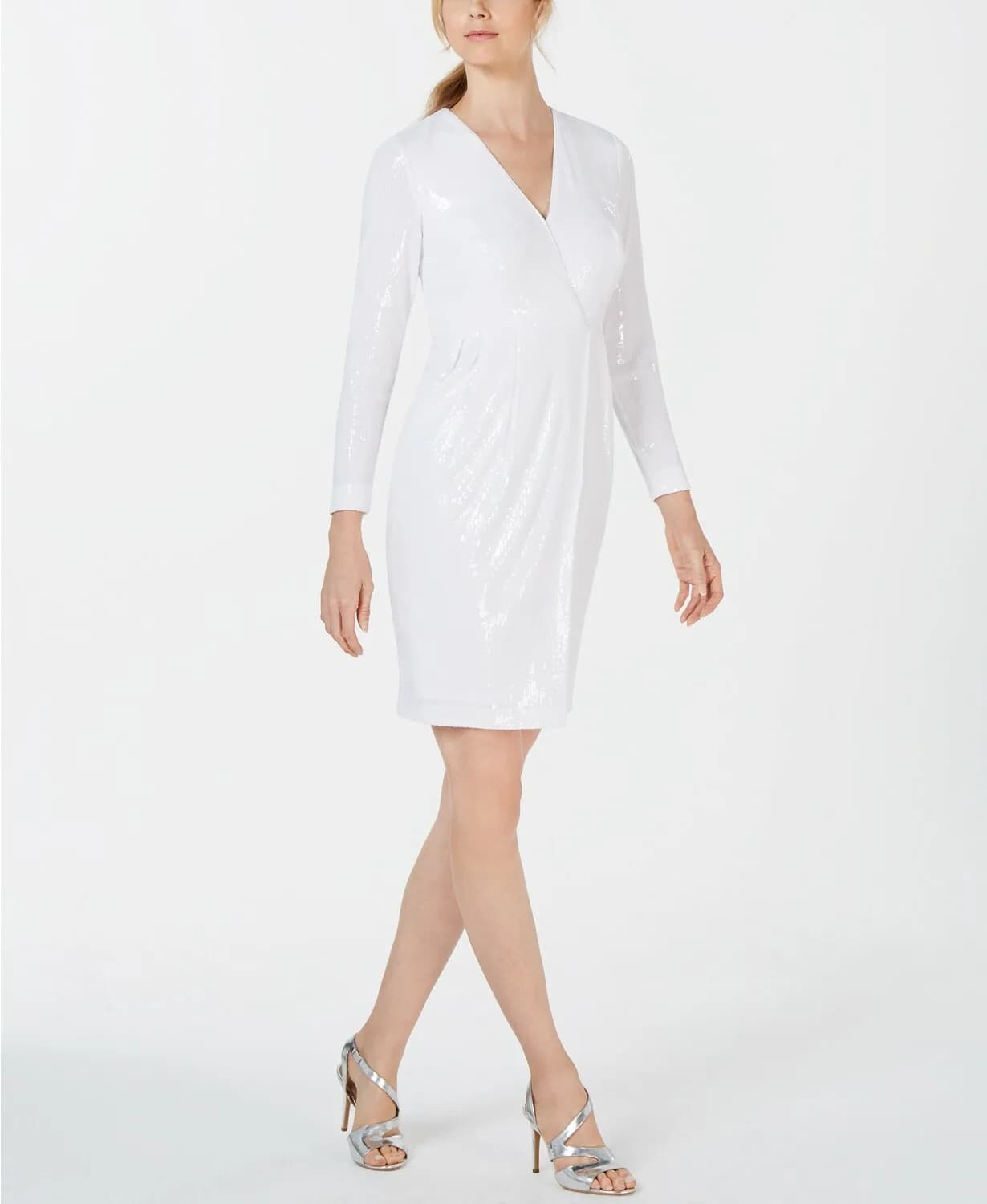 Original Calvin Klein Sequin A-Line Dress. Size 8 Cream Black