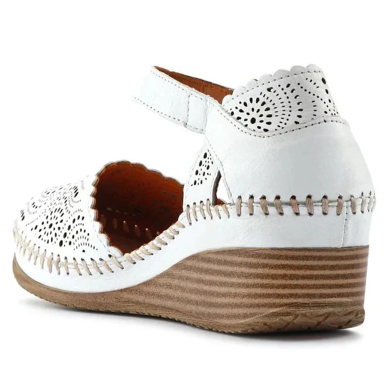 Women's Pavers Casual Leather Touch Fasten Mary Janes - White