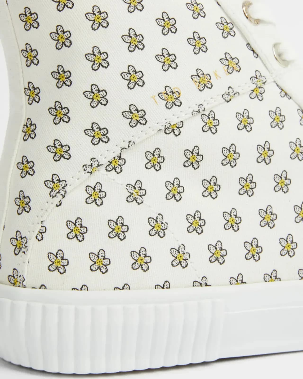 TED BAKER WOMEN'S Kimial Metropolis Daisy Vulcanised High Top Trainer WHITE