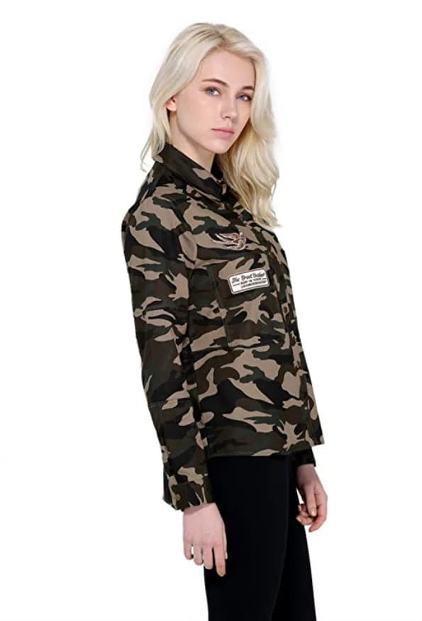 Escalier Women's Summer Patchwork Camouflage Jacket Blouse Coat Shirt Military