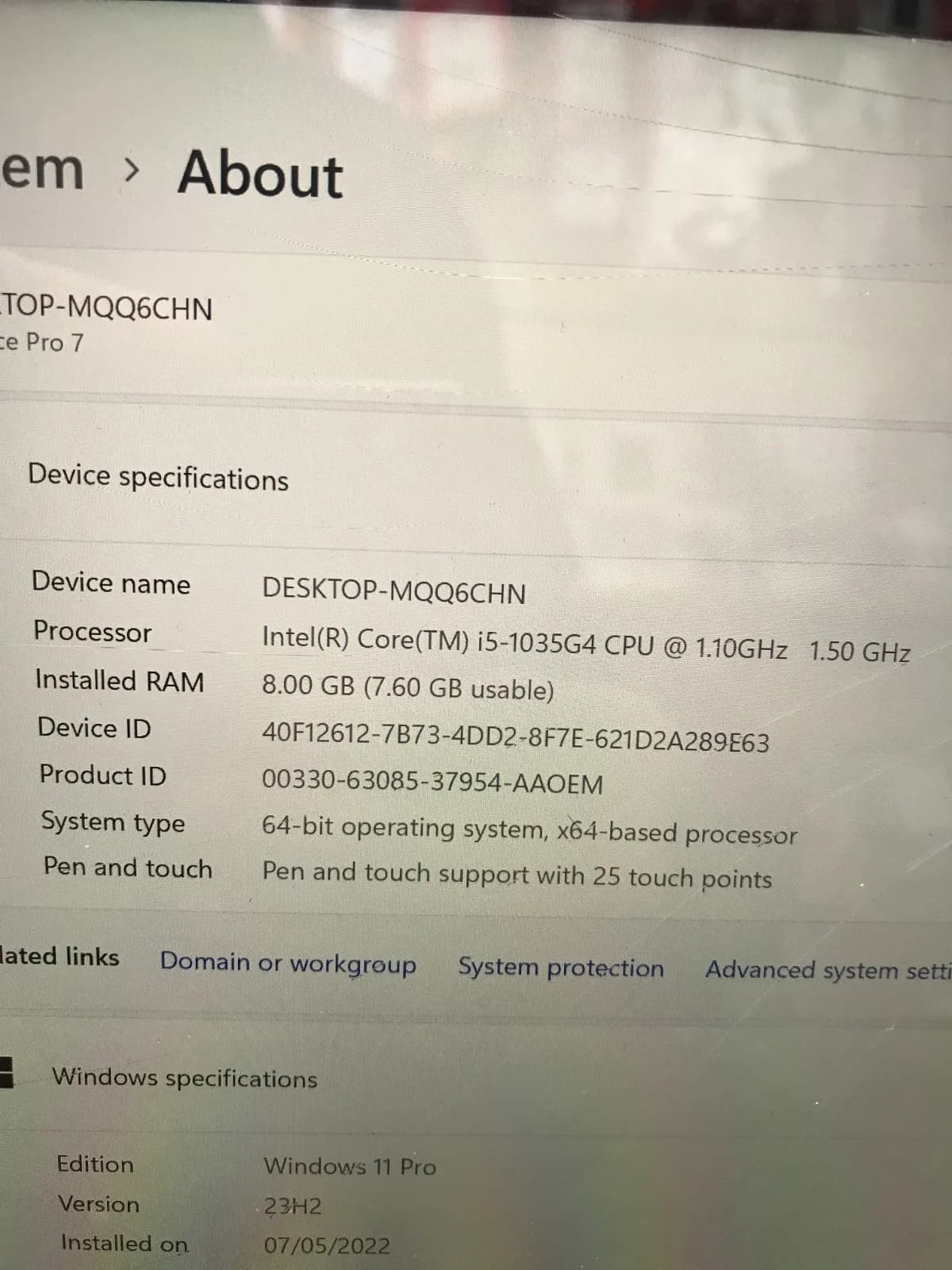 Microsoft Surface Pro 7 Model 1866 i5-1035G4 8GB RAM 256GB SSD – Smashed Screen