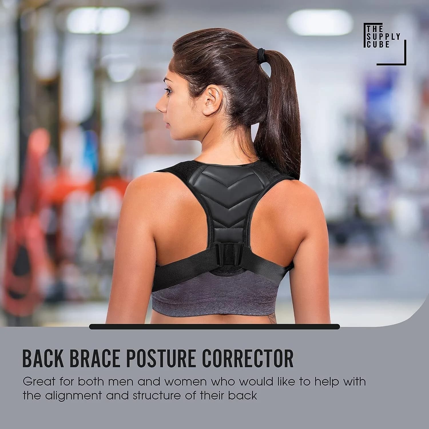 Supply Cube Back Brace Posture Corrector for Men and Women Adjustable Strap