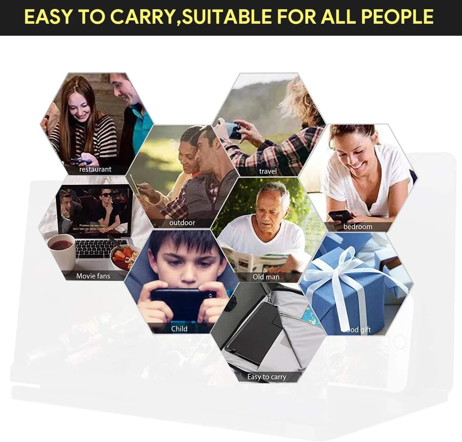 Phone Screen Magnifier, 10 Inch Foldable Mobile Phone Screen Amplifier, For Movi