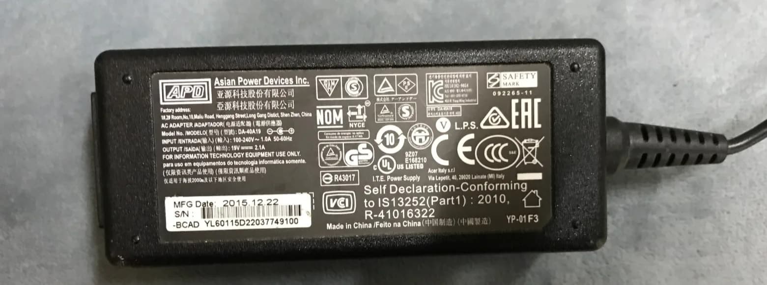 APD 40W 19V 2.1A DA-40A19 Asian Power Ac Adapter Charger for Laptops