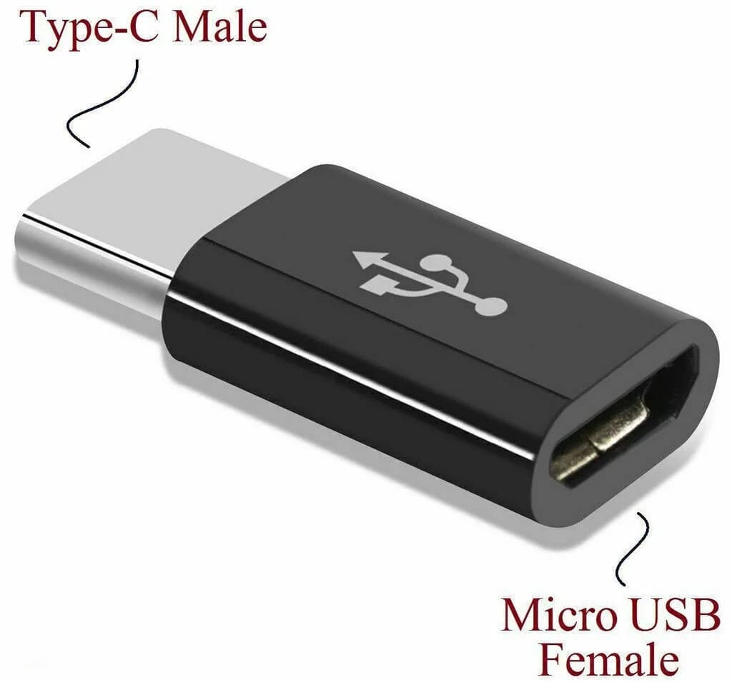 Micro USB Female to Type C Male Converter USB-C Adapter Converter Black White UK