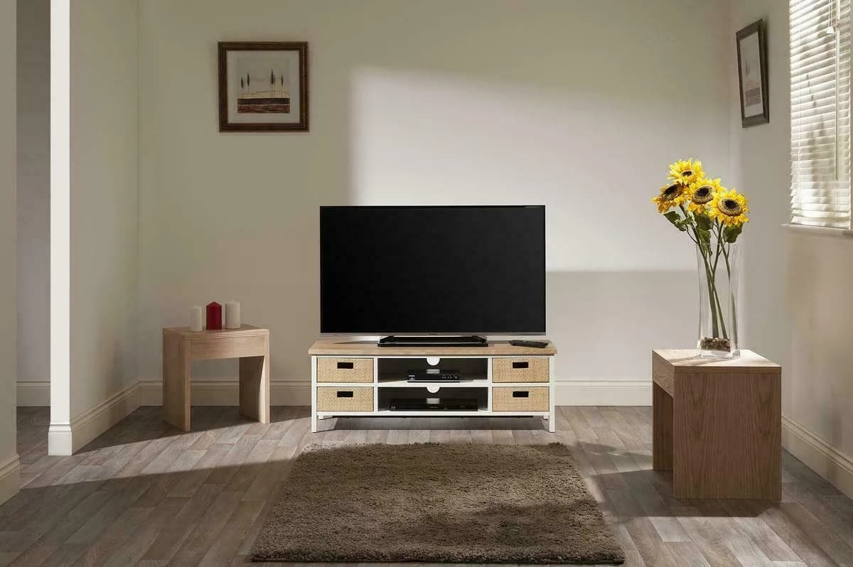 Techlink 407470 Wicker WK120LO Light Oak Top with a Cool Grey Base 1200mm wide