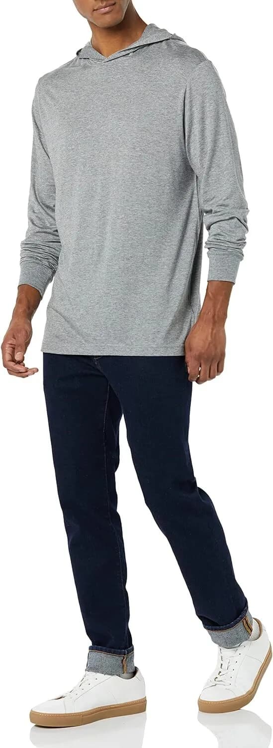 Amazon Aware Men's Regular Fit Light Weight Long-Sleeved Hoodie Grey Khaki Brown
