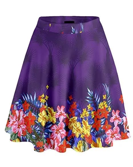 CowCow Womens Exotic Hawaii Flowers High Waist Skirt S size New