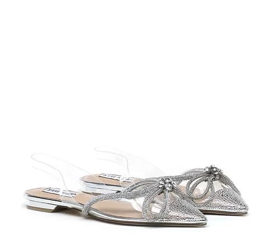 Steve Madden Women's Clear Pointed Flats, Bedazzled with Bow uk 2.5