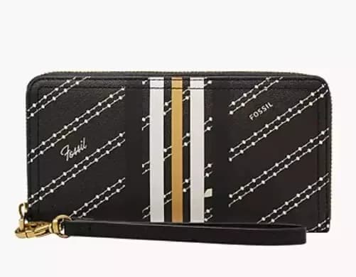 Fossil Women's Jori RFID Flap Clutch Black Wallet