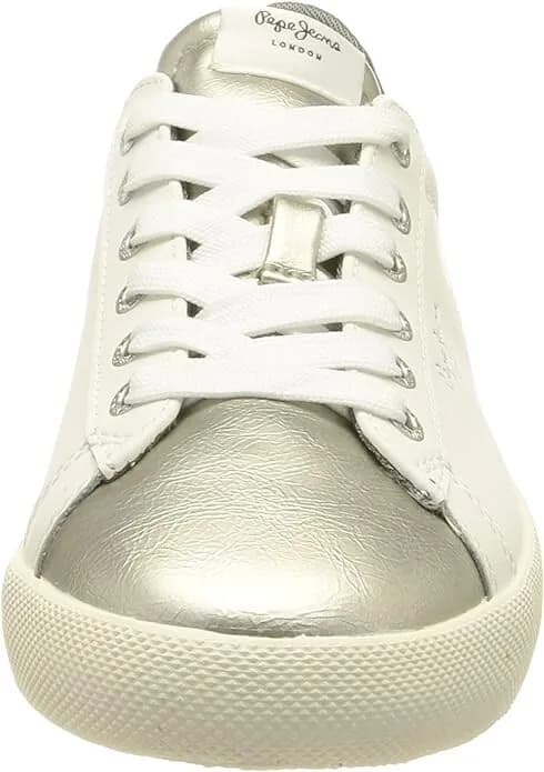 Pepe Jeans Women's Kioto FIre Sneaker Trainers White/Gold UK Size 6