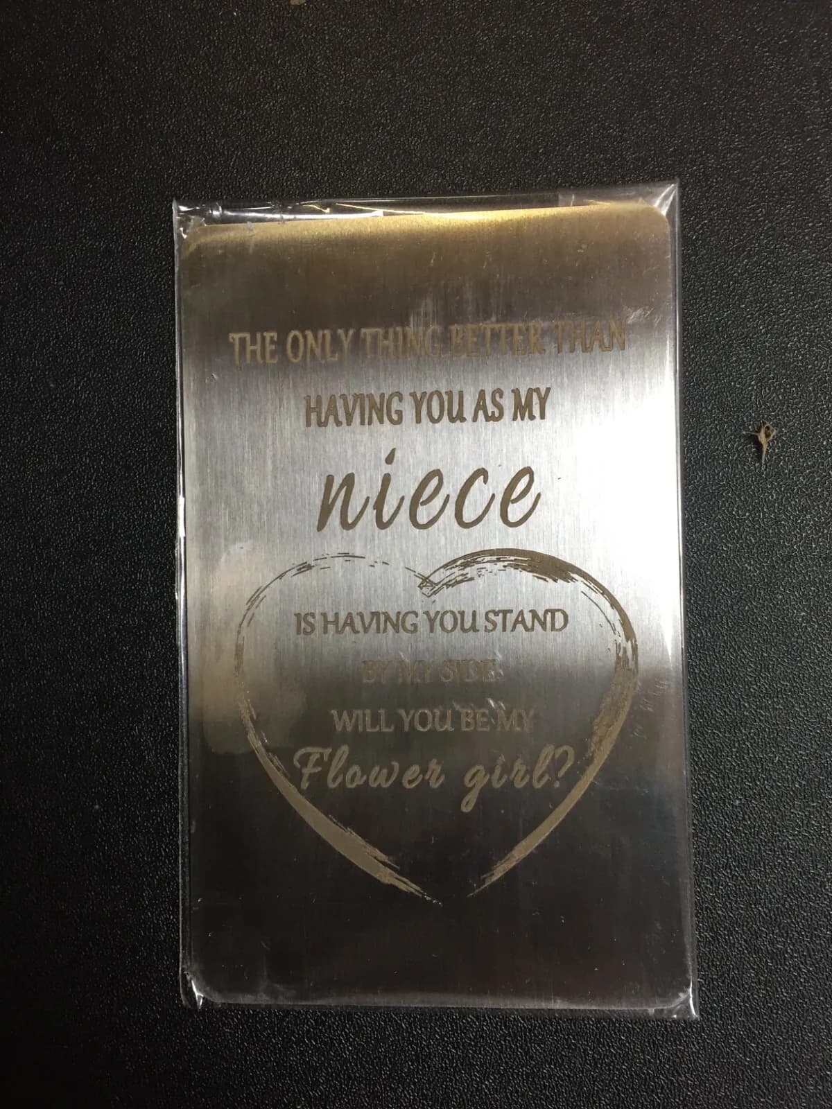 Flower Girl Proposal Card Niece Engraved Wallet Card Gift Wedding Silver