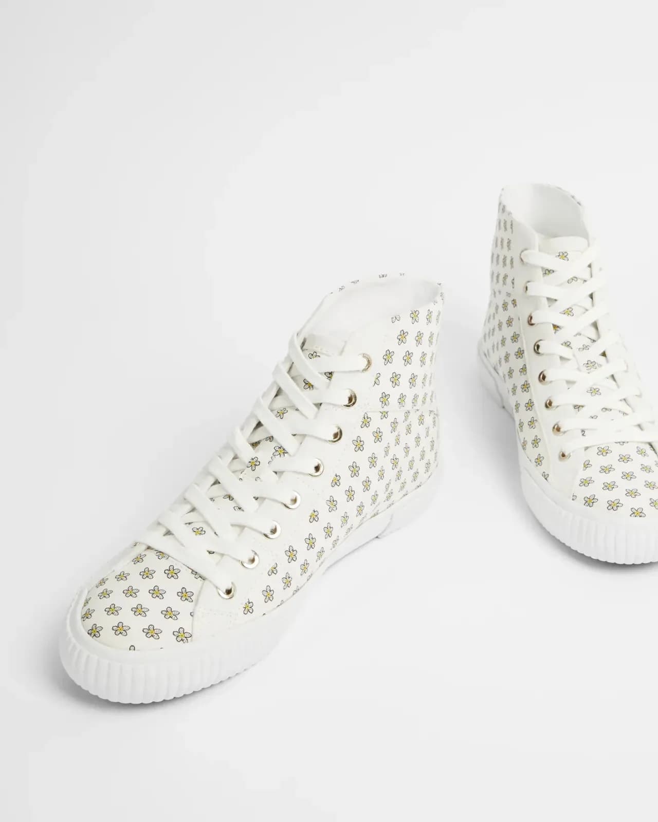 TED BAKER WOMEN'S Kimial Metropolis Daisy Vulcanised High Top Trainer WHITE