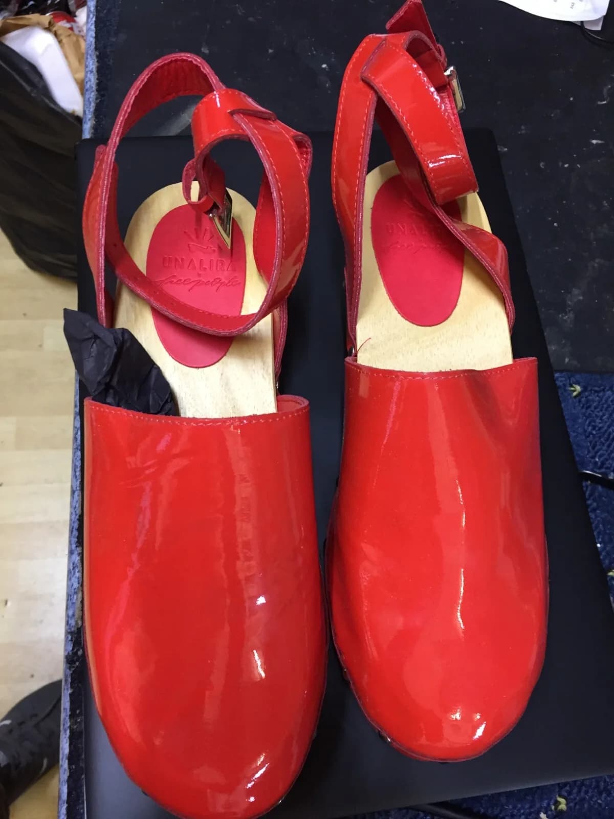 Free People X Unalira Red Leather Platform Kaia Clogs EU 39 UK 5