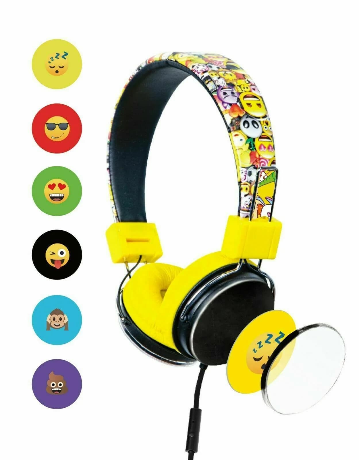 Emoji MoMoji Kids Wired Foldable Headphones Kid Safe Changeable Cute Characters