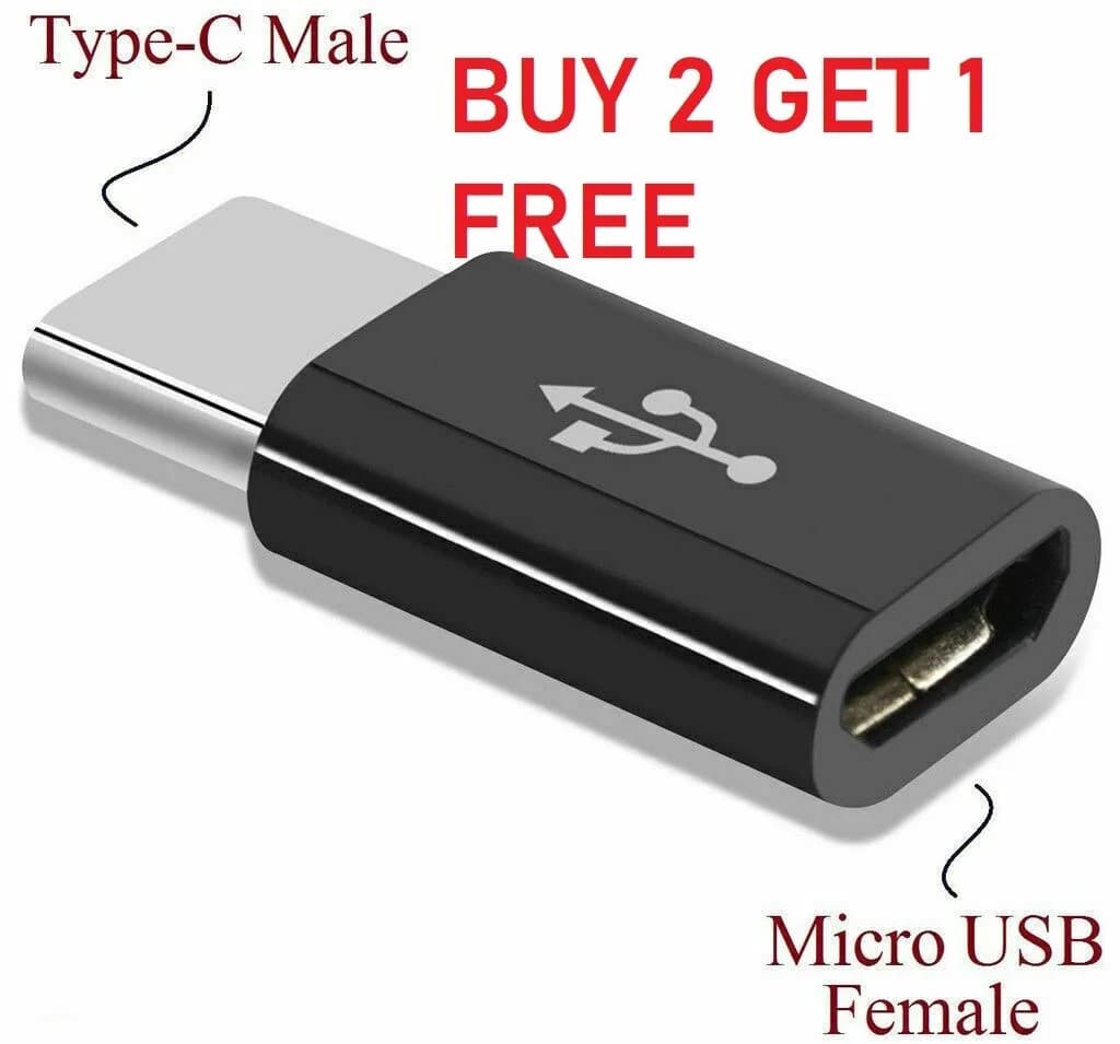 Micro USB Female to Type C Male Converter USB-C Adapter Converter Black White UK