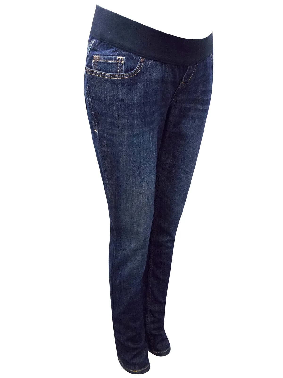 Women's Navy Cotton Rich DENIM Under Bump Maternity Jeans Size 22 EU 50