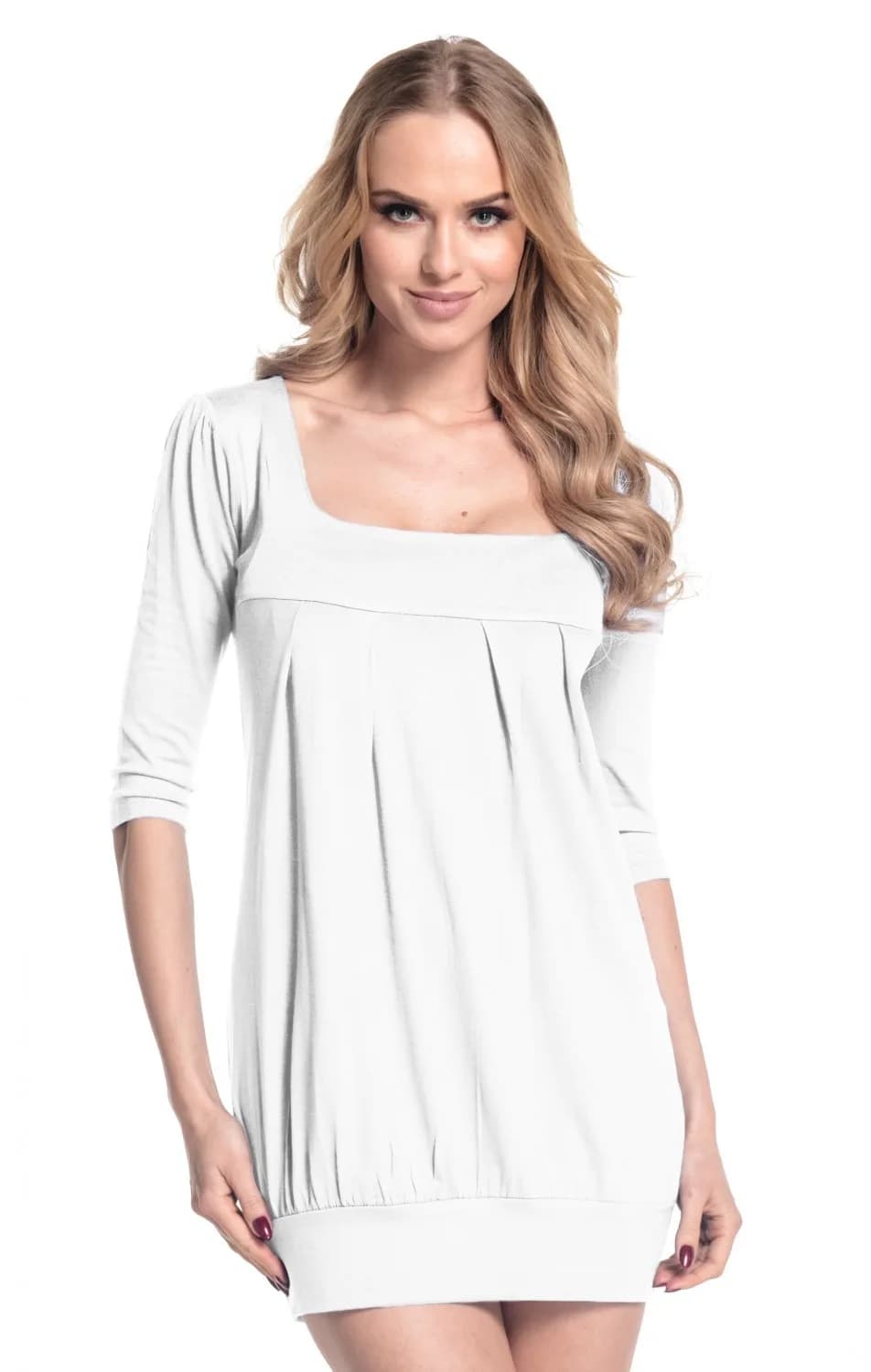 Glamour Empire Women's Bubble Tunic Jersey Dress Empire Waist 3/4 Sleeve. 993