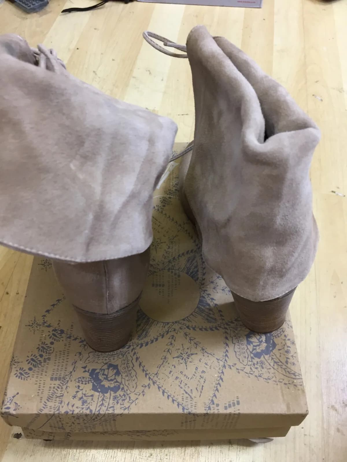 Free People Mila Heel Boot Suede Fold Over boots Light Brown eu 41 uk 7.5