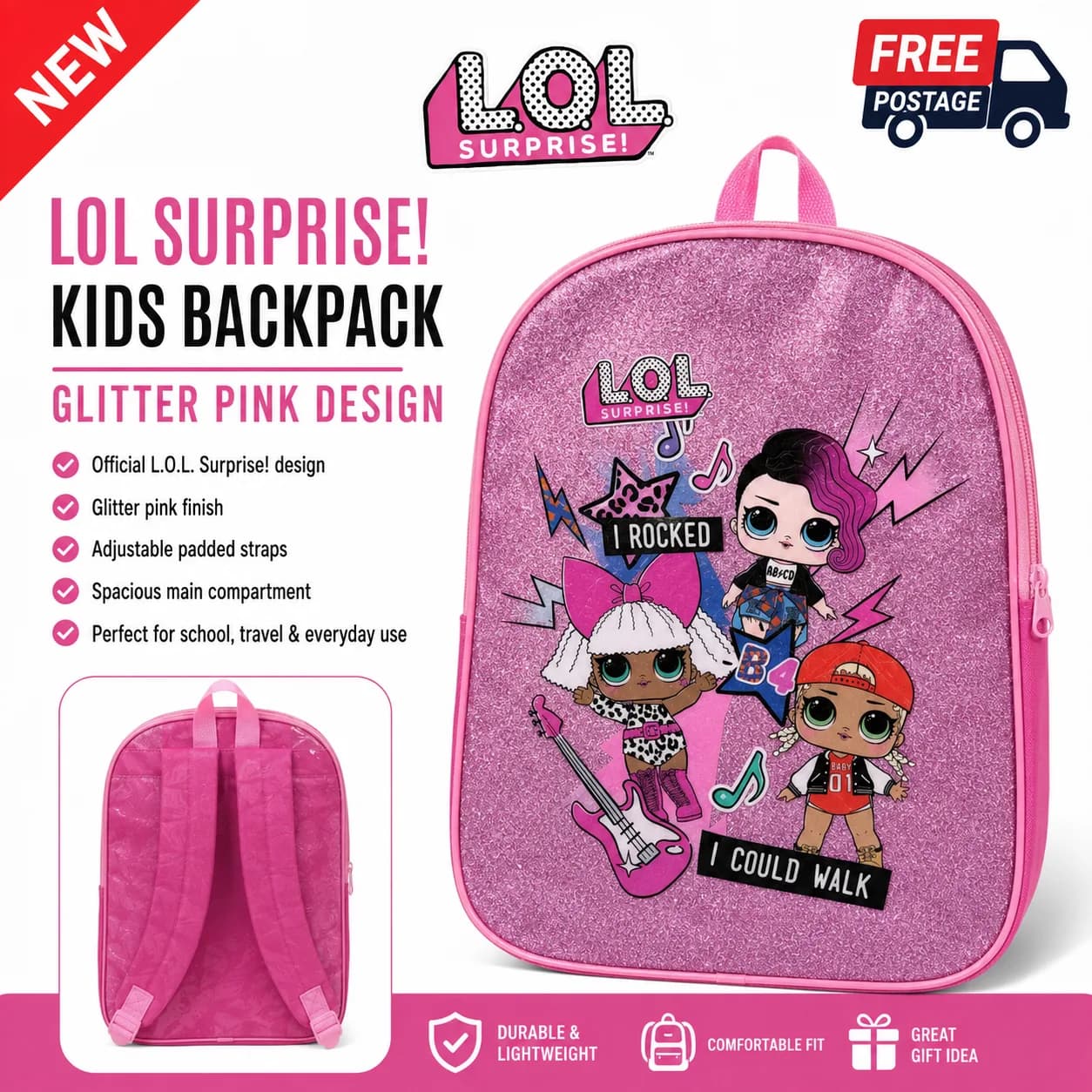 Kids Children's Girls L.O.L. Surprise! Rucksack in lilac / pink