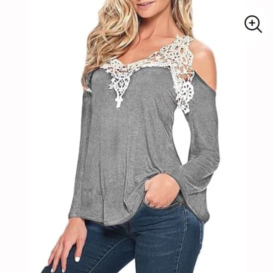 ZANZEA Women Long Sleeve Lace Crochet Hollow Off Shoulder Casual Loose Blouse