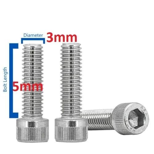 Drado M3 Stainless Steel Hex Socket Head Cap Screws 20 pack 5mm length