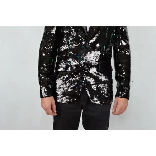 INC International Party DJ Teal Combo Black sequin jacket MEN'S XXL