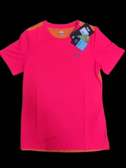 DHB AERON ULTRA WOMEN'S RUN SHORT SLEEVE TOP PINK & ORANGE UK SIZE 10