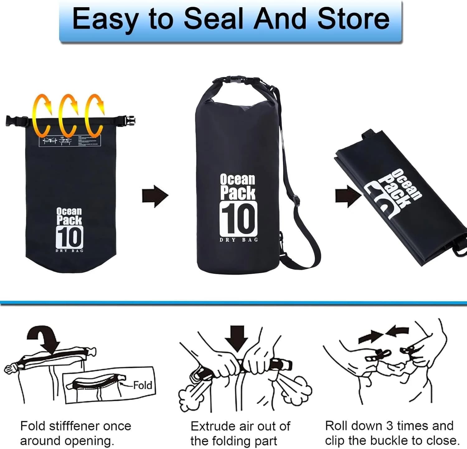 Dry Bag Waterproof, 20L Dry Sack with Adjustable Shoulder Strap and Phone Pouch