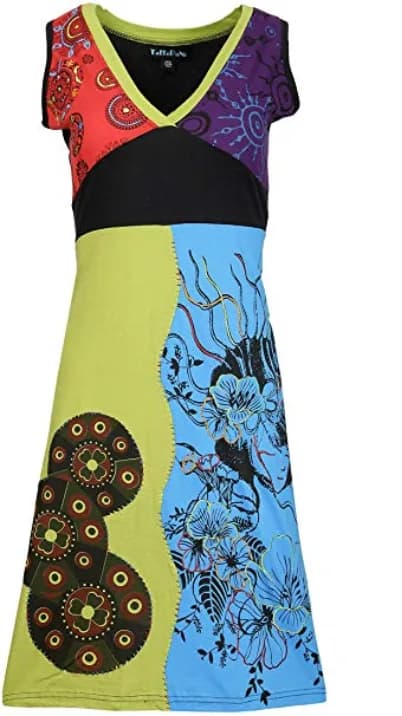 TATTOPANI Ladies Sleeveless Dress with Embroidery Work - YINYAN Multicolored