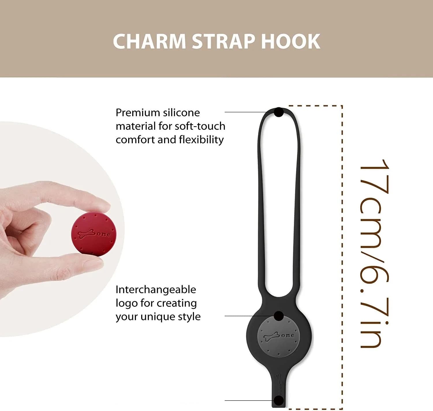 Bone Wrist Strap Hook Silicone Multi-Purpose Hook, 6.7 Wrist Lanyard Black Keys
