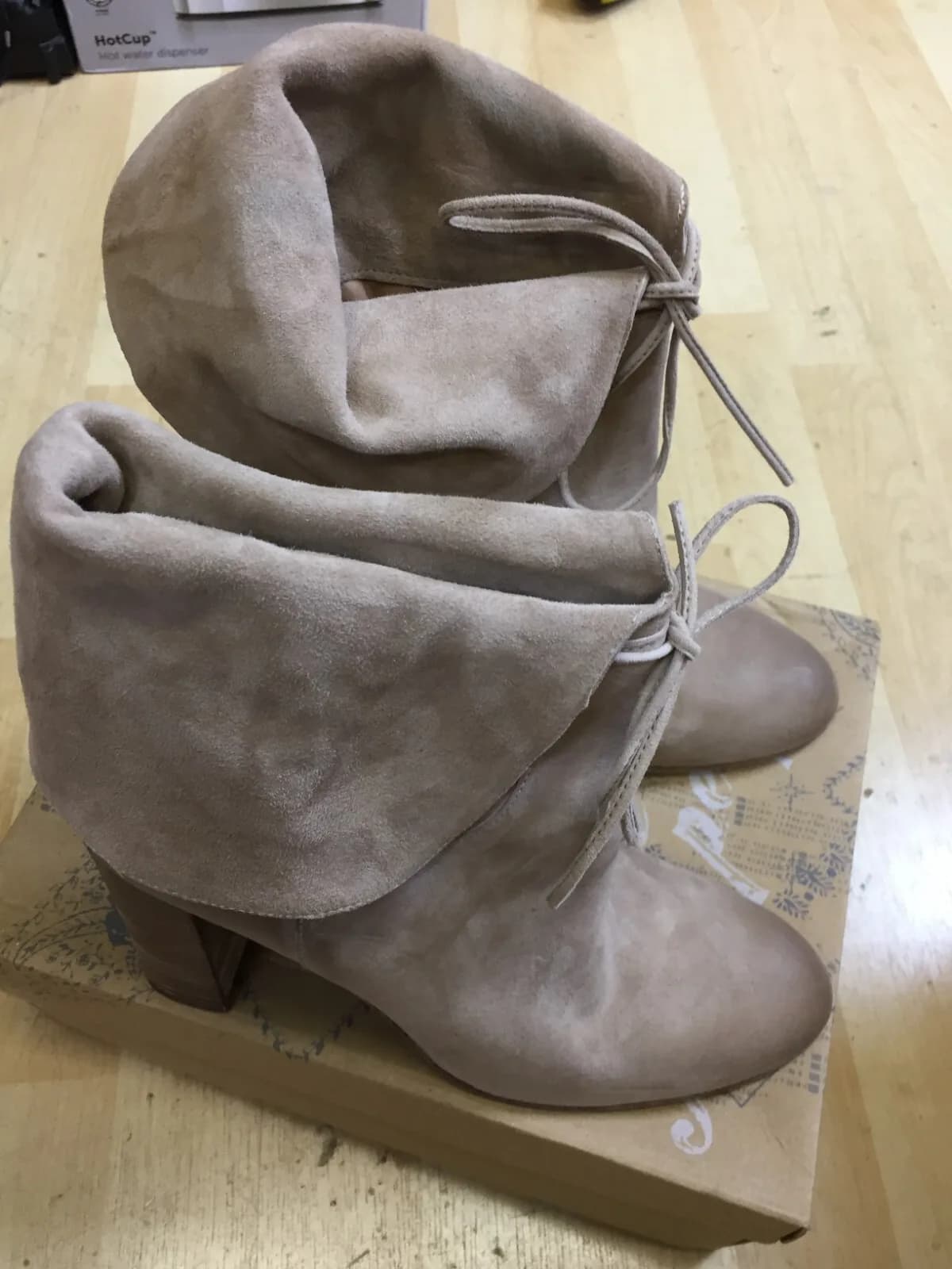 Free People Mila Heel Boot Suede Fold Over boots Light Brown eu 41 uk 7.5