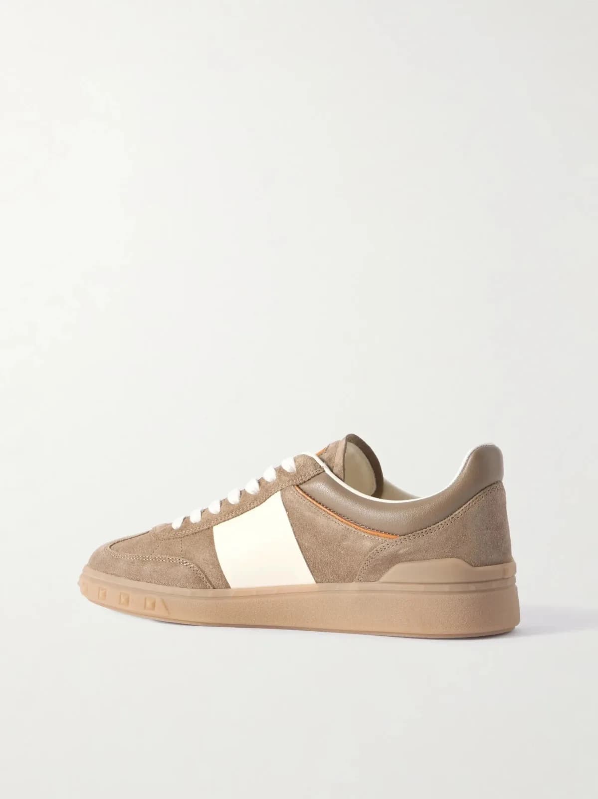VALENTINO GARAVANI UPVILLAGE LEATHER-TRIMMED SUEDE BEIGE UK 7 NEW RRP £600