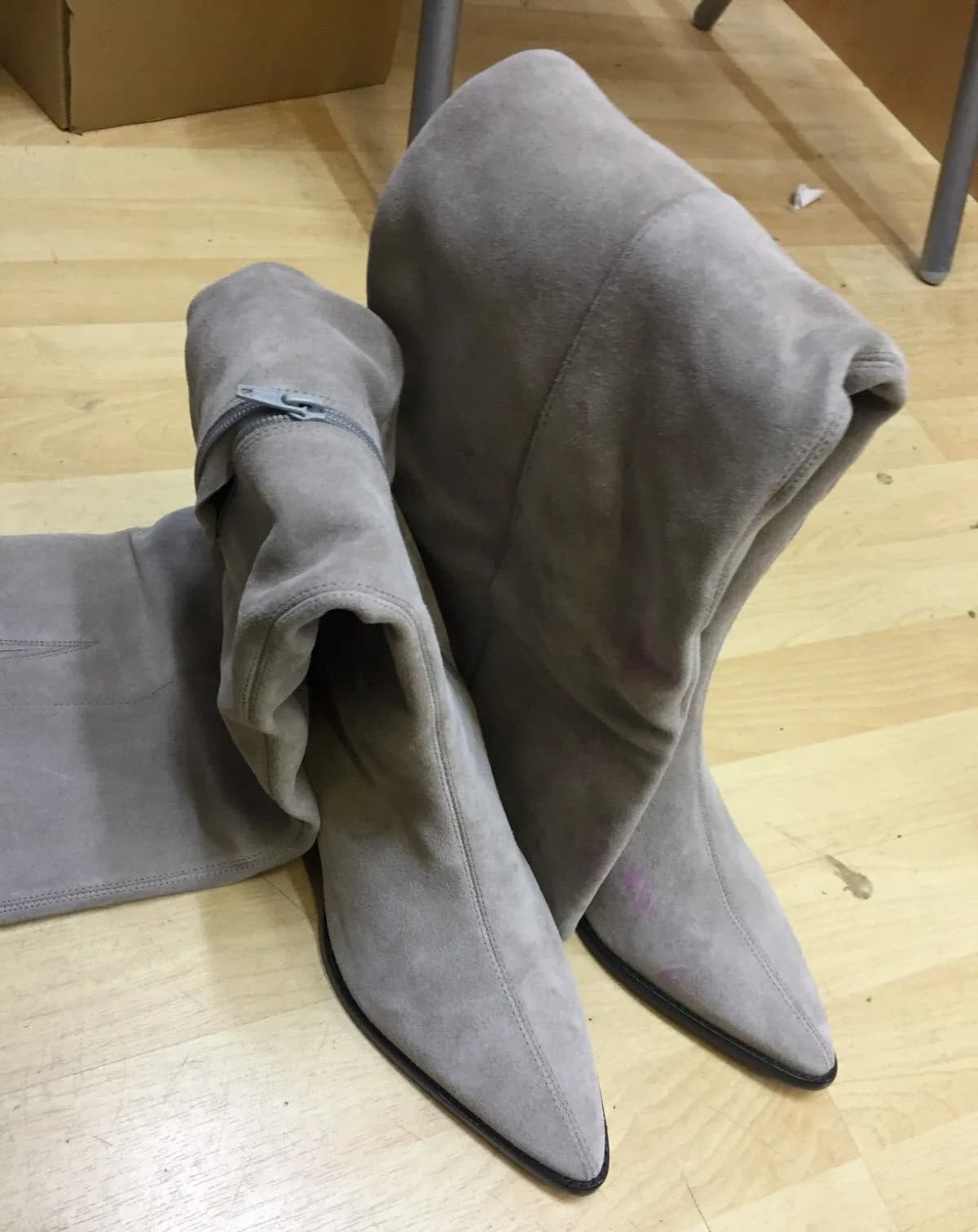 Free People Matisse Charmer Over-The-Knee Boots UK size 4.5 Light Grey Suede