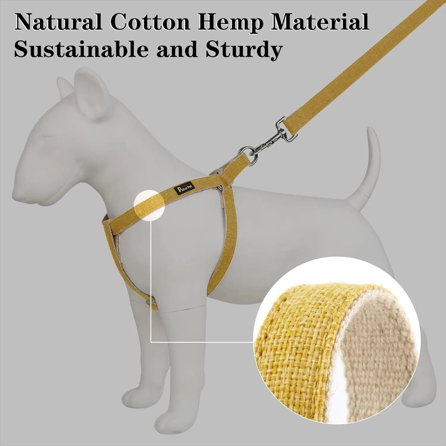 Plutus Pet Cotton Hemp Step In Dog Harness, Sustainable, yellow M