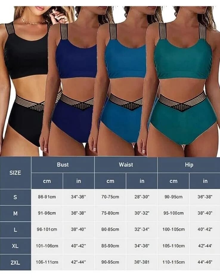 CheChury Womens High Waisted Bikini Set Push Up Swimming Costume Two Piece
