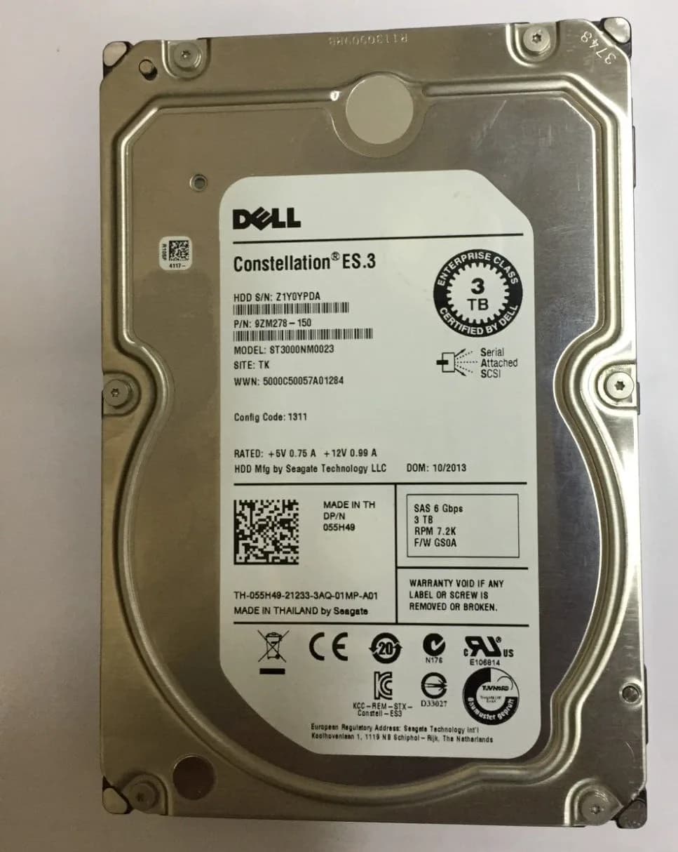 Dell 9ZM278-150 3TB 7.2K RPM 6Gb/s 3.5" SAS HDD