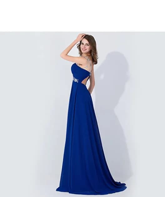 New **** Sexy Backless Beaded Chiffon Long Evening Gown 2020 Prom Dress Navy