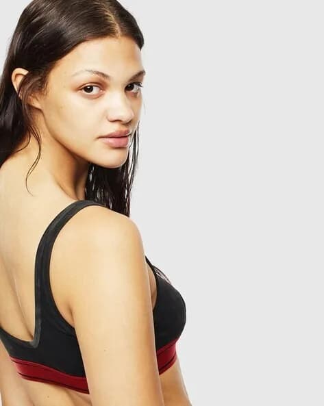 WOMEN'S DIESEL UFSB-BRAS Tie & Dye Soft Bra Black Red UK 8