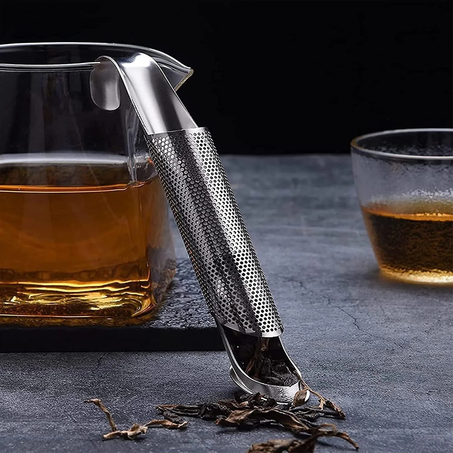 2pcs Hook Tea Stick Infuser Diffuser Strainer Filter Mesh loose Tea Herbs Steel
