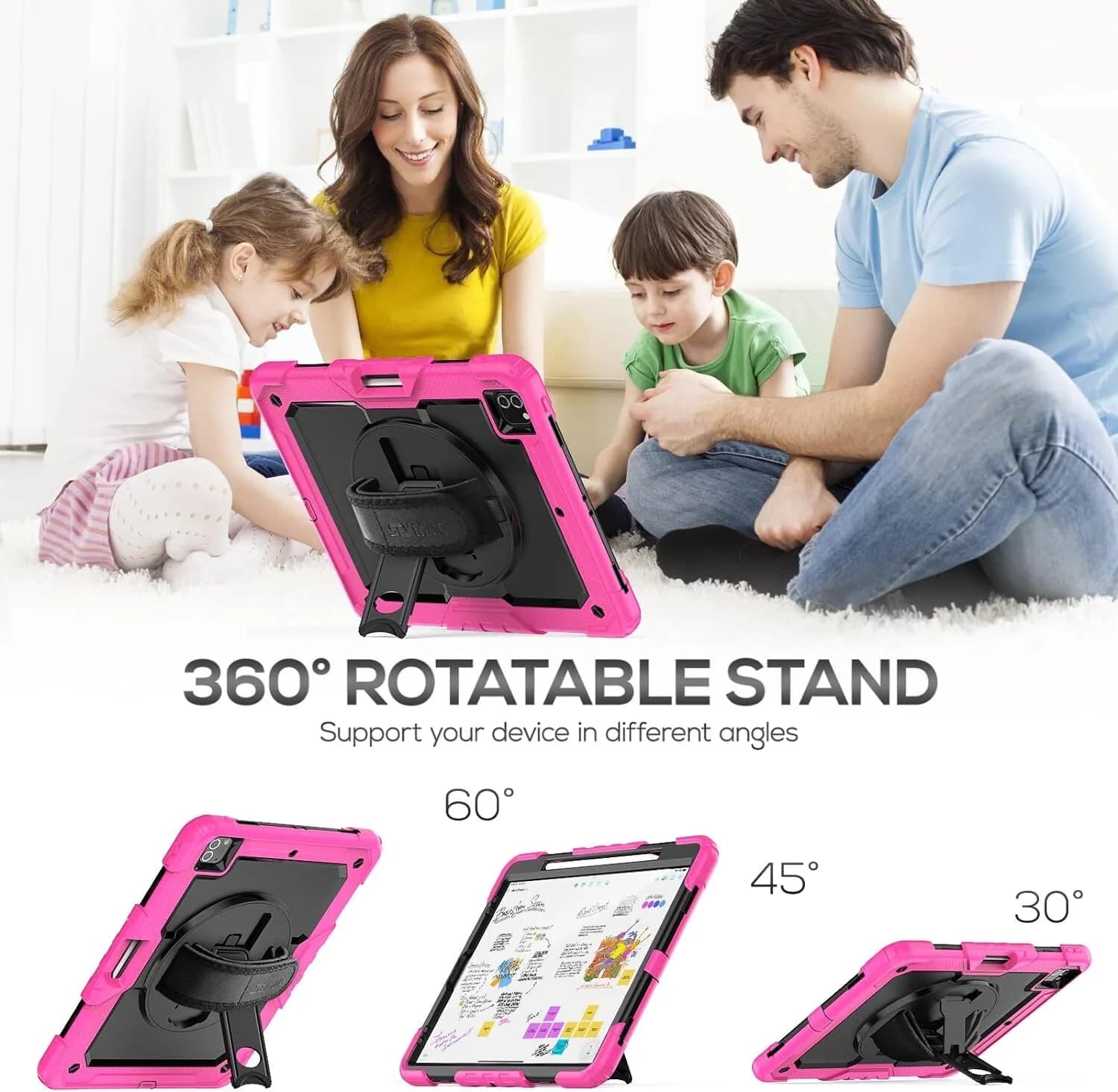iPad Pro 12.9 Case 2022/2021/ 2020/2018, Heavy Duty Protection Shockproof Pink
