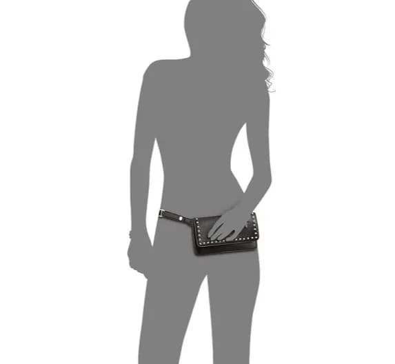 INC International Concepts Womens Quiin Black Studded Vegan Crossbody Bag