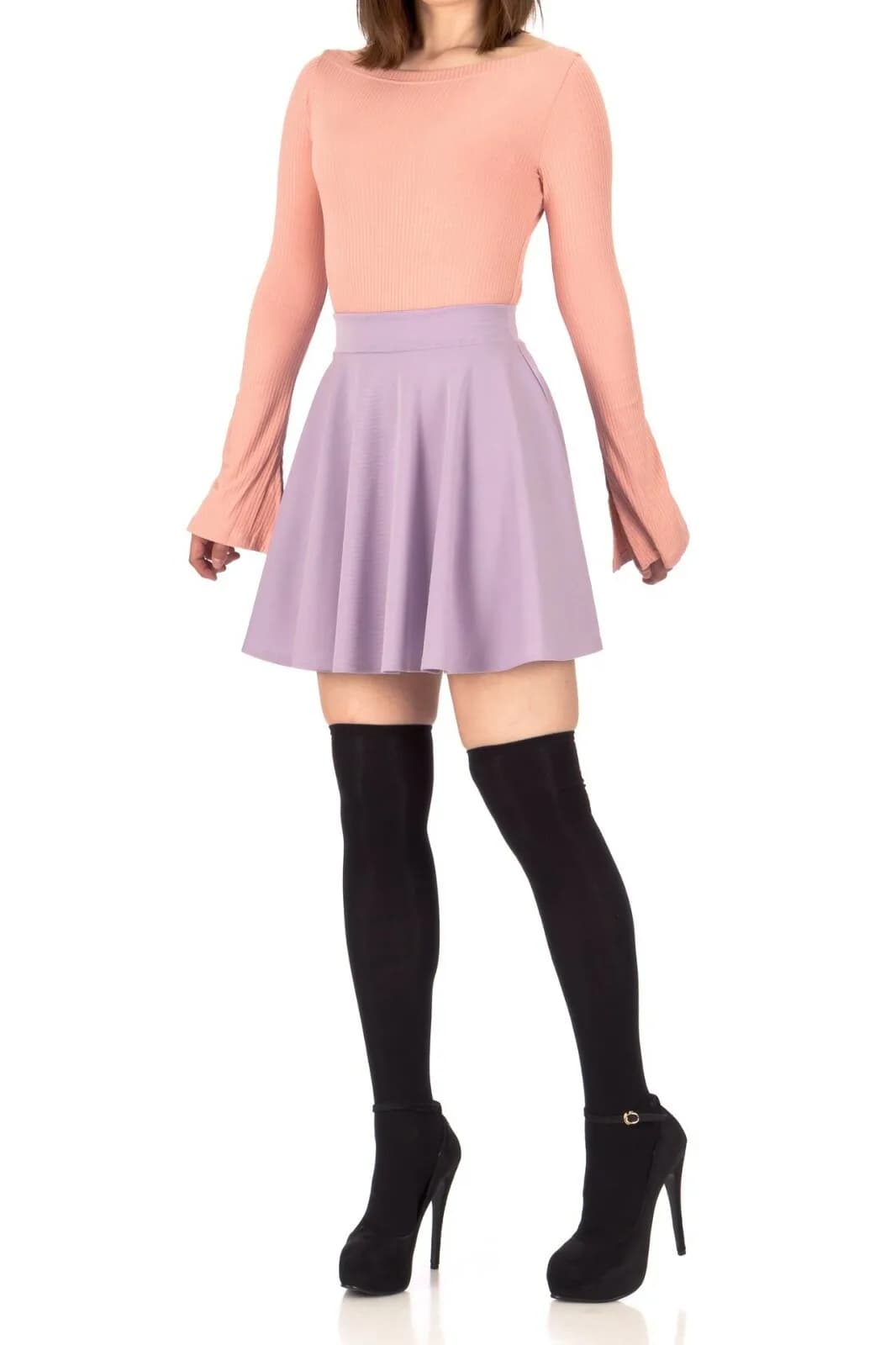 SUPER-versatile Elastic Waist A-line Full Flared Circle Swing Skater Mini Skirt