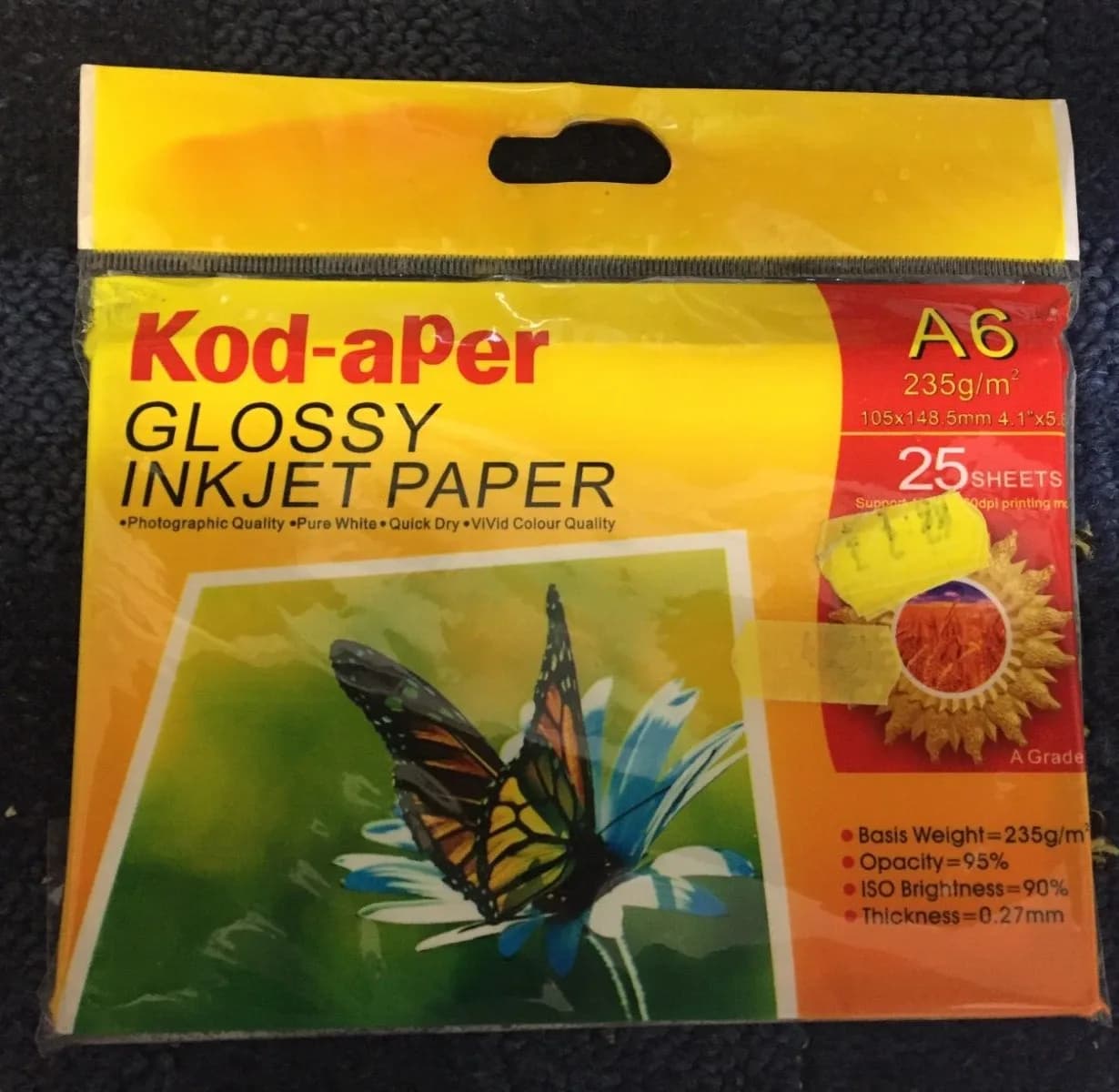 Kod-aPer Glossy Inkjet Paper Size A6 x25 Sheets Brand New Kodak Brand New Sealed