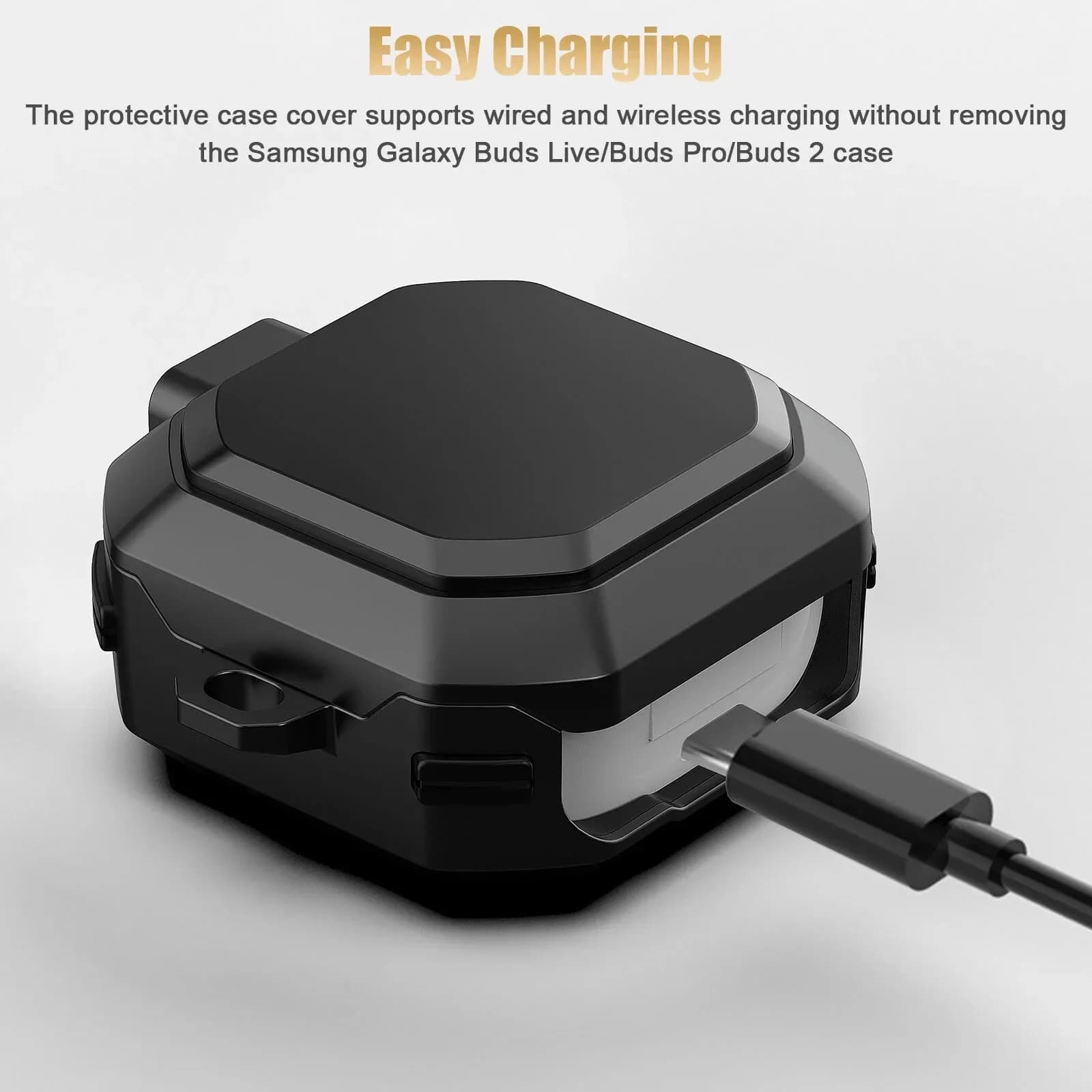 PRO ARMOR CASE BLACK RUGGED FOR SAMSUNG GALAXY BUDS LIVE/BUDS PRO/BUDS 2 PRO2