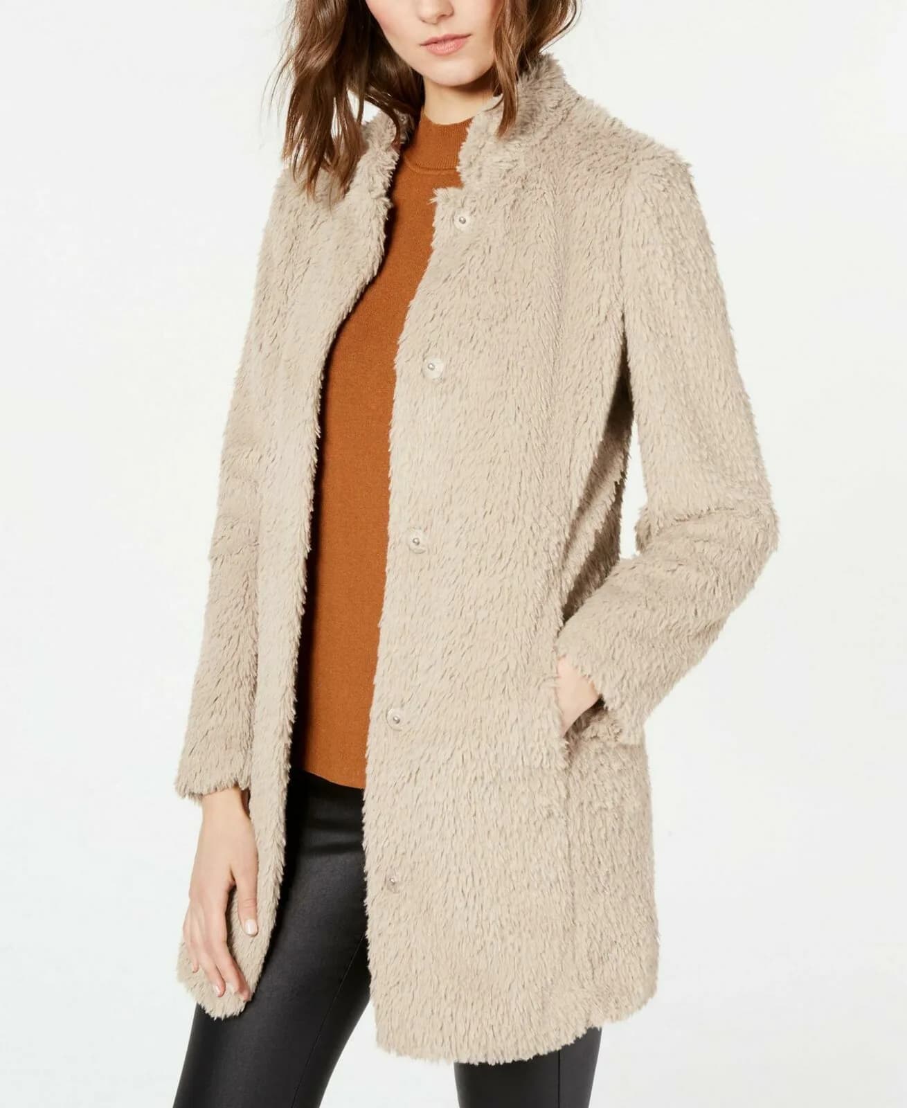 Kenneth Cole New York Women's Mid Length Snap Faux Fur Coat XL
