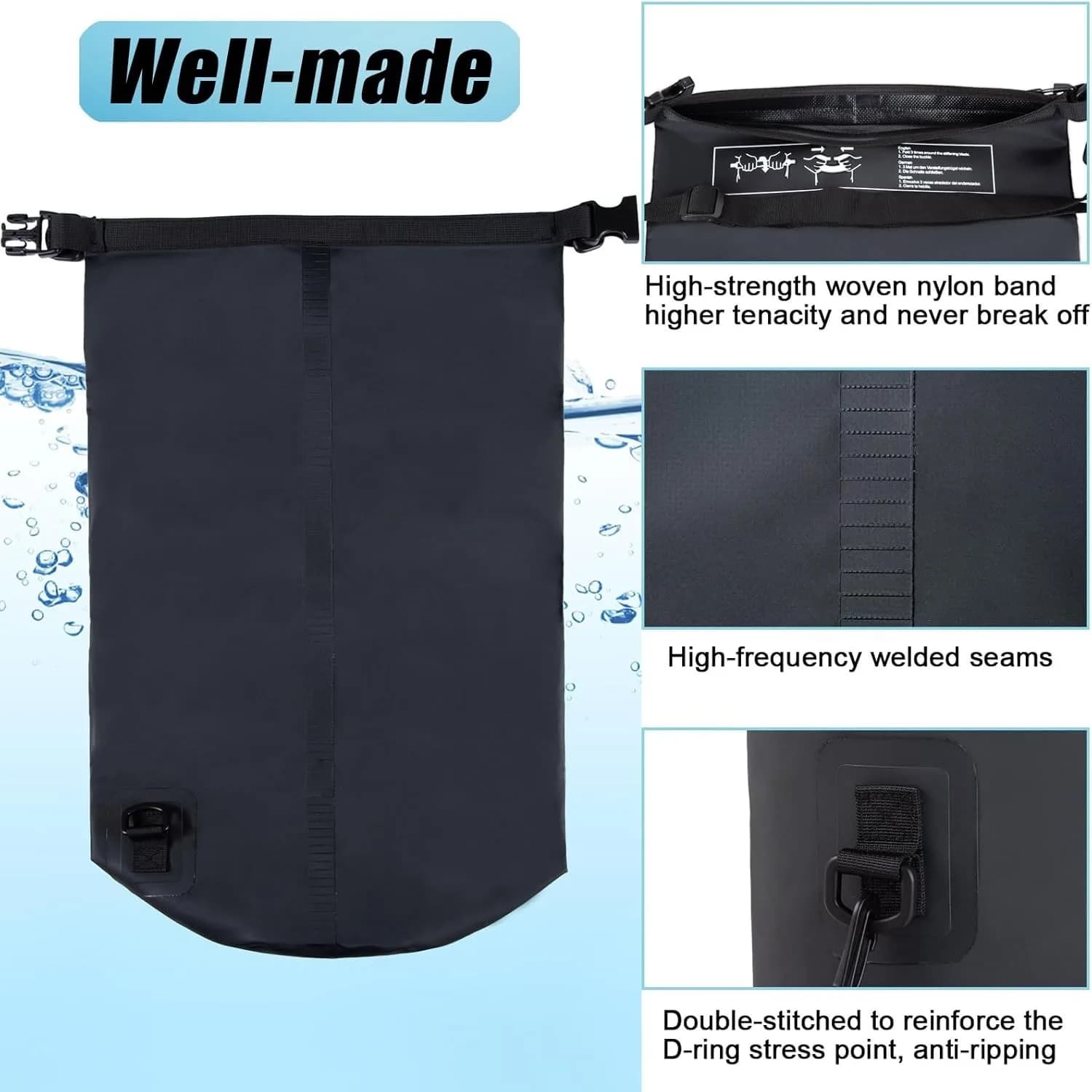 Dry Bag Waterproof, 20L Dry Sack with Adjustable Shoulder Strap and Phone Pouch
