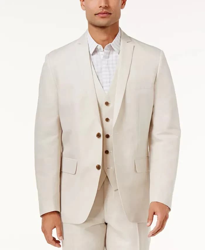 INC Men's Linen Blend Blazer, Created for Macy's Stone Block US XL RRP $79.99