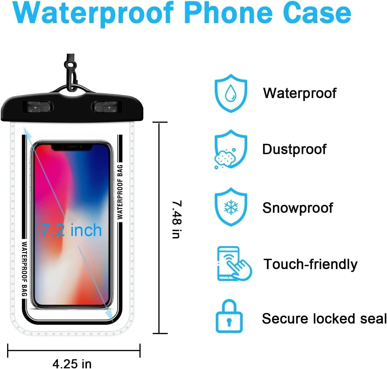 Dry Bag Waterproof, 20L Dry Sack with Adjustable Shoulder Strap and Phone Pouch