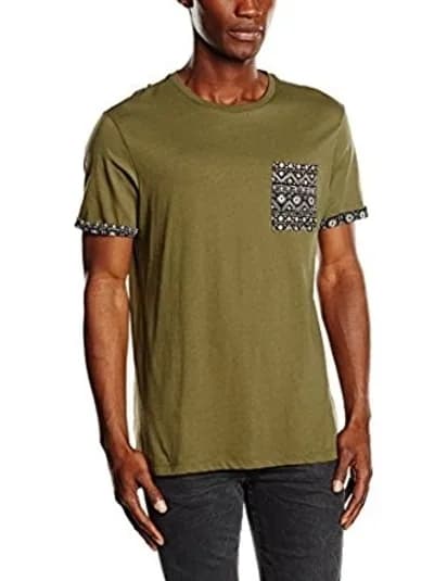 New Look Men's Aztec Pocket Short Sleeve Top M t shirt Green